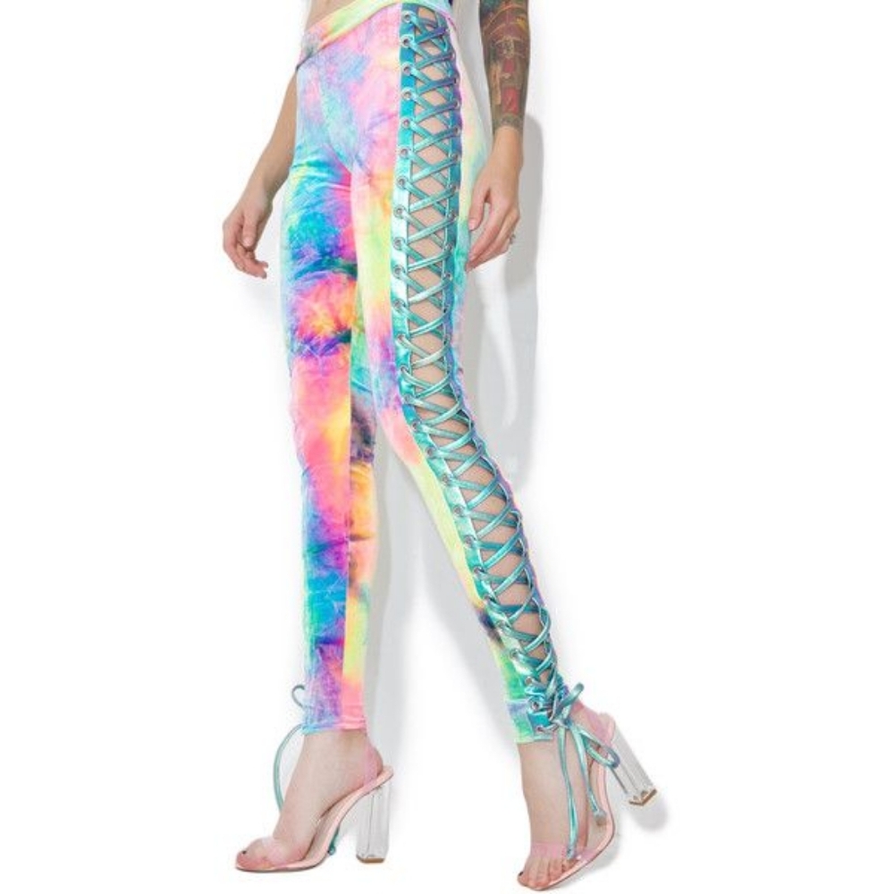 J Valentine Synesthesia Velvet Lace-Up Leggings